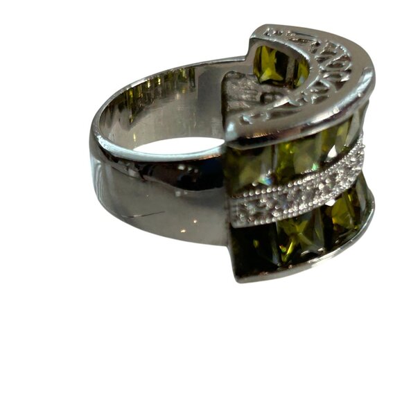 Park Lane Ring Silver Tone Green Crystal Band Statement Cocktail Jewelry 8.5 - Picture 5 of 11